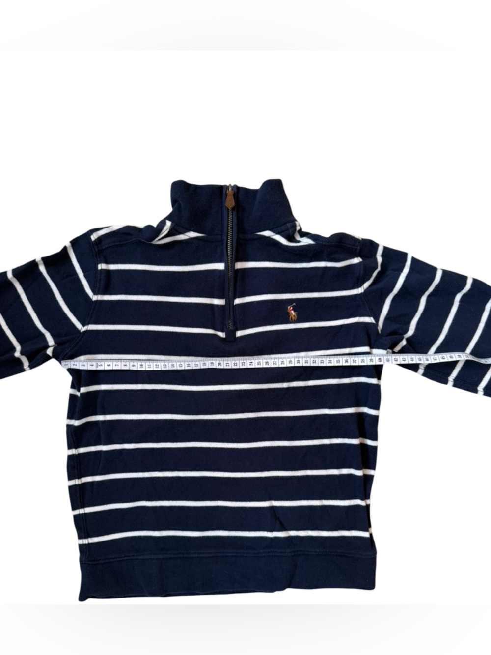 Ralph Lauren Navy & White Striped Half-Zip Sweater Boys size 7